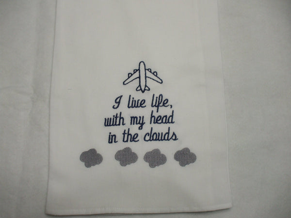 Embroidered Towels - Flour Sack Tea Towels - Aviation Themes