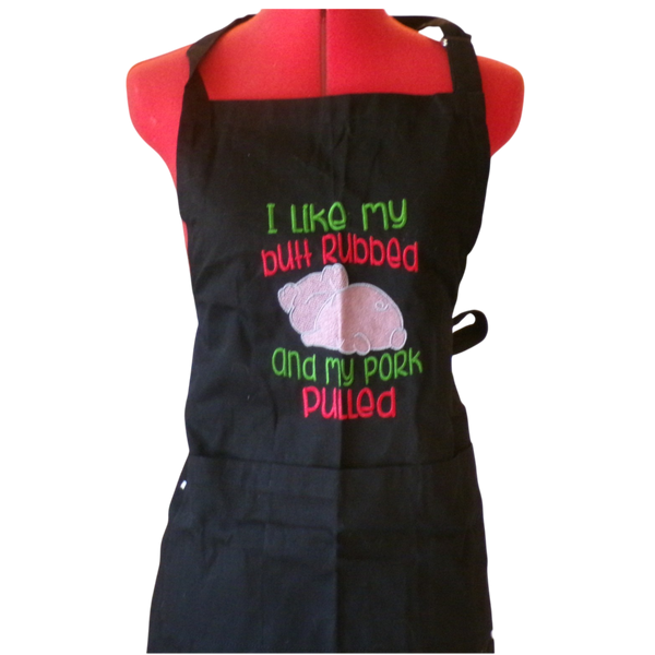 Butcher Block Aprons - Embroidered Mature Themes