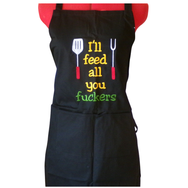 Butcher Block Aprons - Embroidered Mature Themes